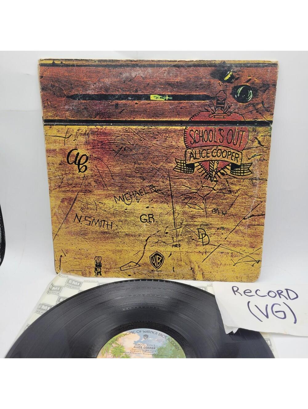 Alice Cooper School's Out Vinyl Record 1972 Hard Rock FLIP DESK COVER VG